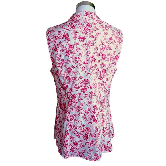 NEW CHARTER CLUB Sleeveless Top Blouse Shirt 10 Pink Floral Summer Feminine - Picture 2 of 8